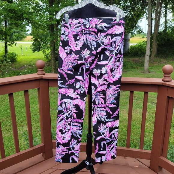 Lily Pulitzer Kelly Skinny Ankle Pants Onyx wild Within, sz 4 - Picture 1 of 15